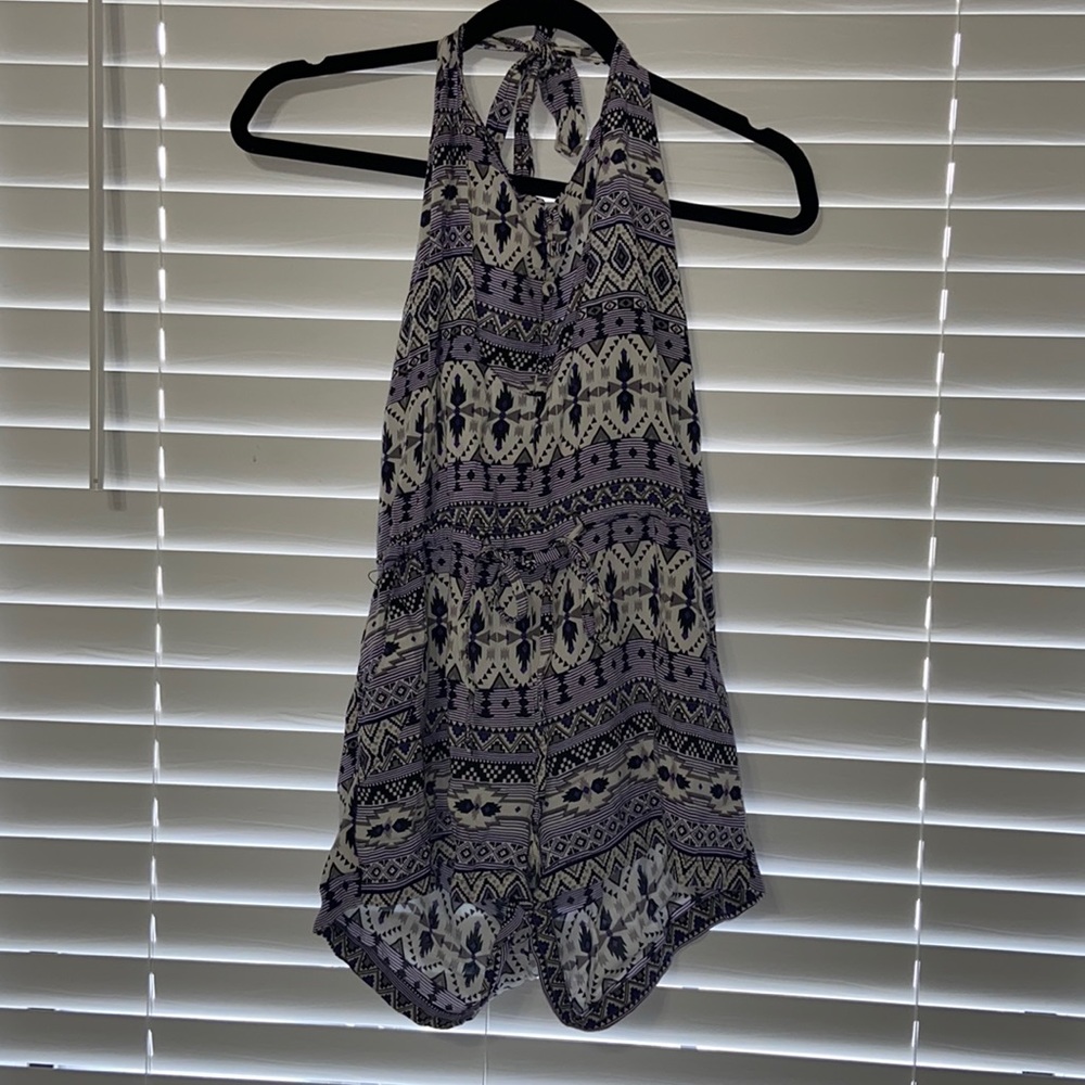Purple Aztec Halter tie Romper